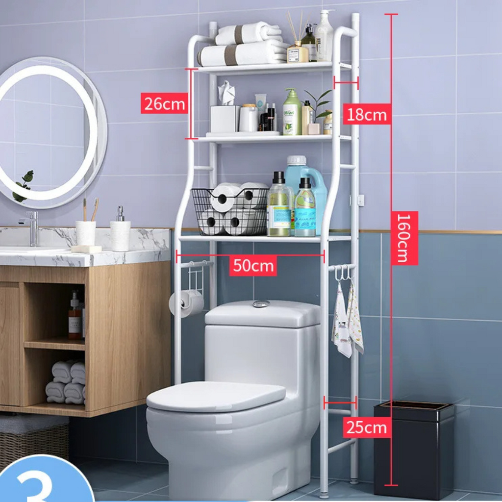 Support de toilette multifonctionnel en métal à 3 niveaux