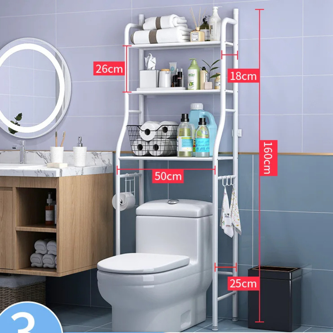 Support de toilette multifonctionnel en métal à 3 niveaux