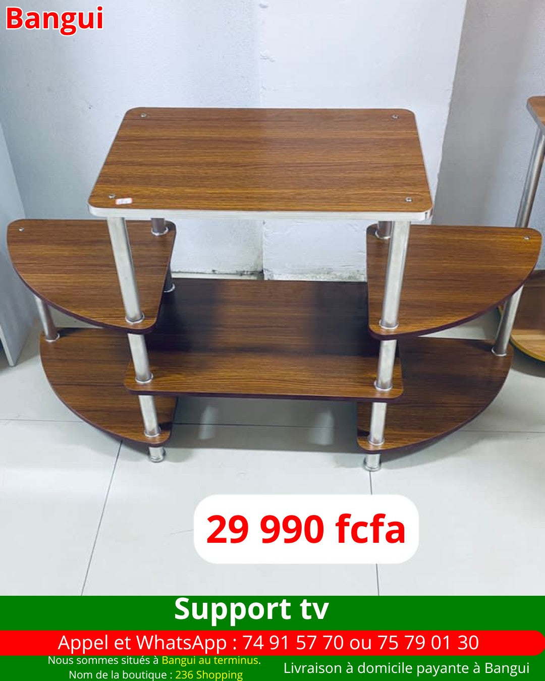 Support TV Bas 3 Niveaux de Rangement