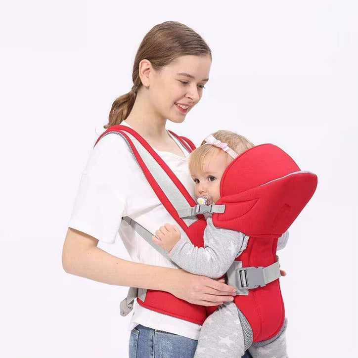 Porte-bébé ergonomique ajustable présenté en deux coloris (noir et rouge), idéal pour le transport sécurisé des nourrissons, 236 Shopping Bangui.