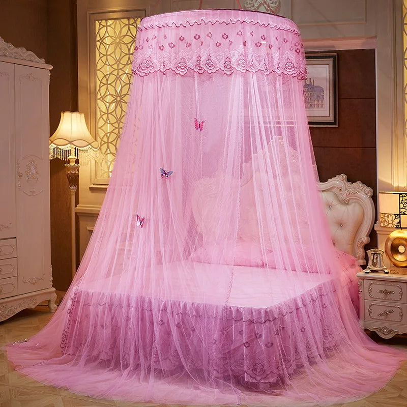 Grande moustiquaire de lit rose avec dentelle (1.2m de diamètre) pour lit 2 à 4 places, filet anti-moustique disponible à Bangui 236 Shopping RCA